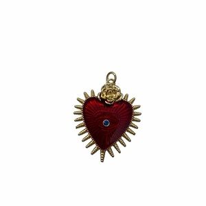 Gold-Tone Red Heart Pendant Necklace Charm